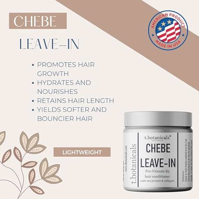 t.botanicals CHEBE LEAVE IN CONDITIONER HAIR GROWTH WITH PROVITAMIN B5, THICKENING STRENGTHENING CHEBE BUTTER, CHEBE POWDER, CHEBE OIL, SILK AMINO ACIDS, COLLAGEN (LAVENDER, 8 OZ) - Image 2